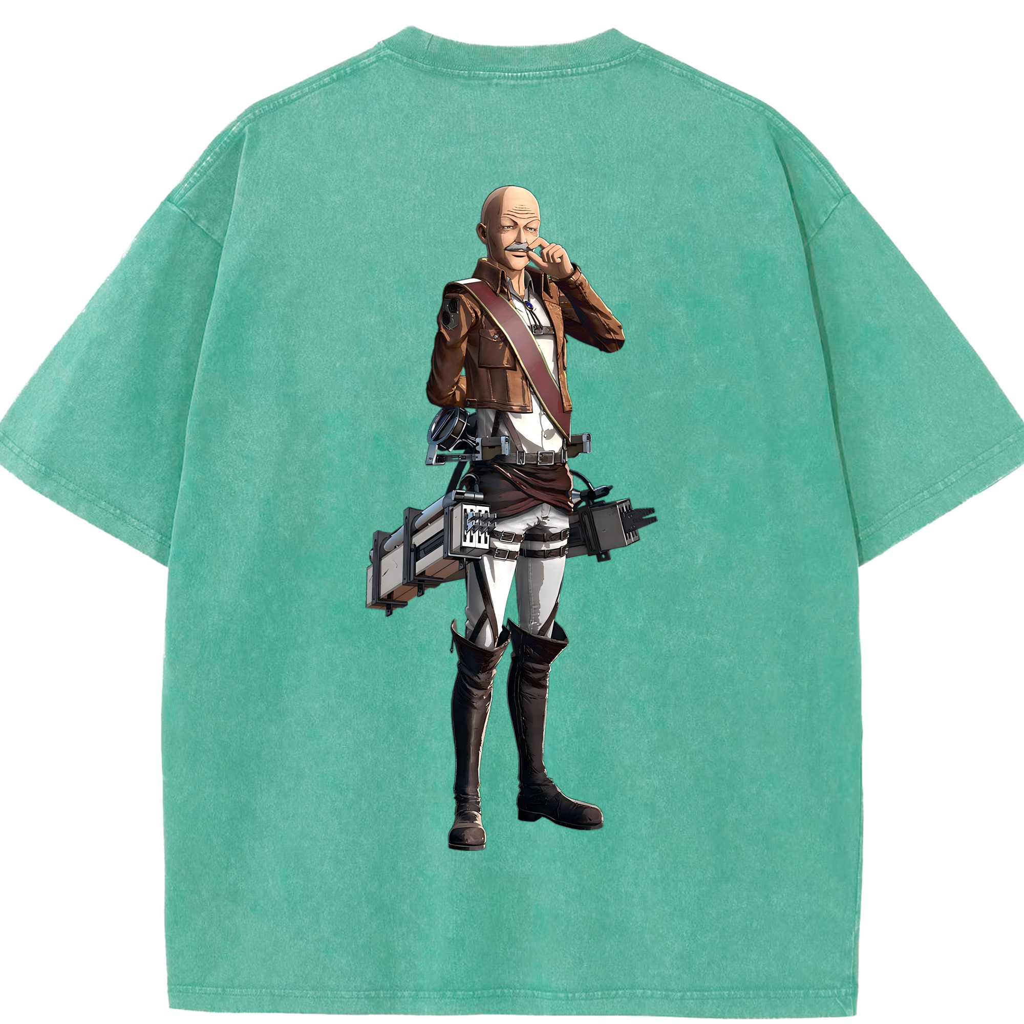 （画像用） 進撃の巨人 ドット·ピクシス Attack on Titan Dot Pixis 綿100% ヴィンテージ風 半袖Tシャツ（背面プリント）